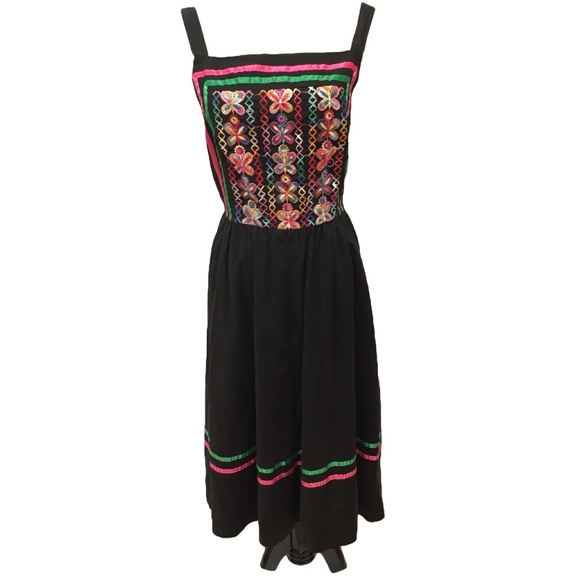 Vintage Dresses & Skirts - Vintage Embroidered sundress butterflies hippy